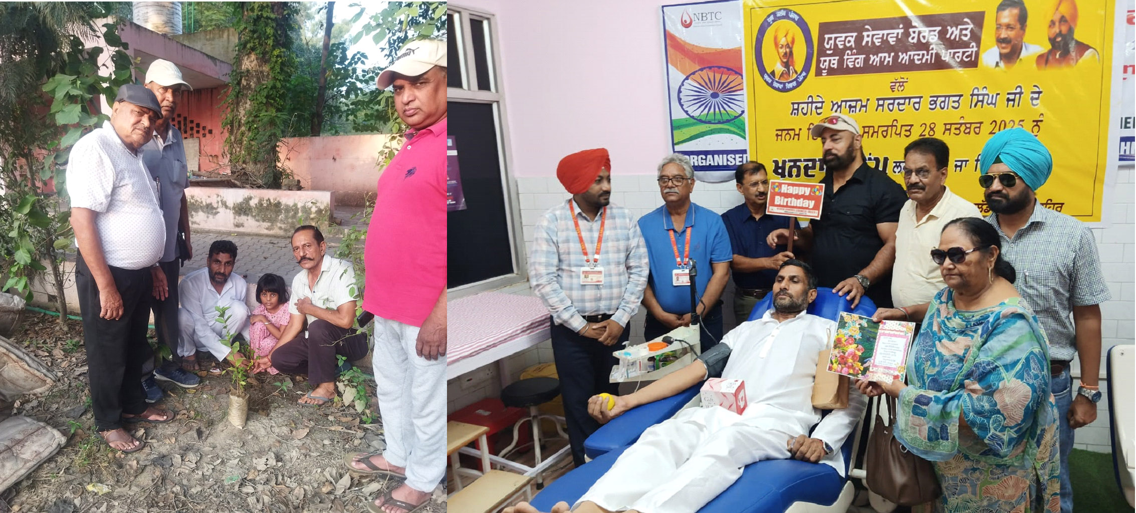 Social worker president Satish Kumar Soni celebrated his birthday by donating blood and planting saplings.